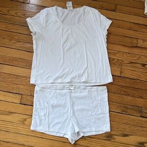 Ribbed Pajama Set in XL White